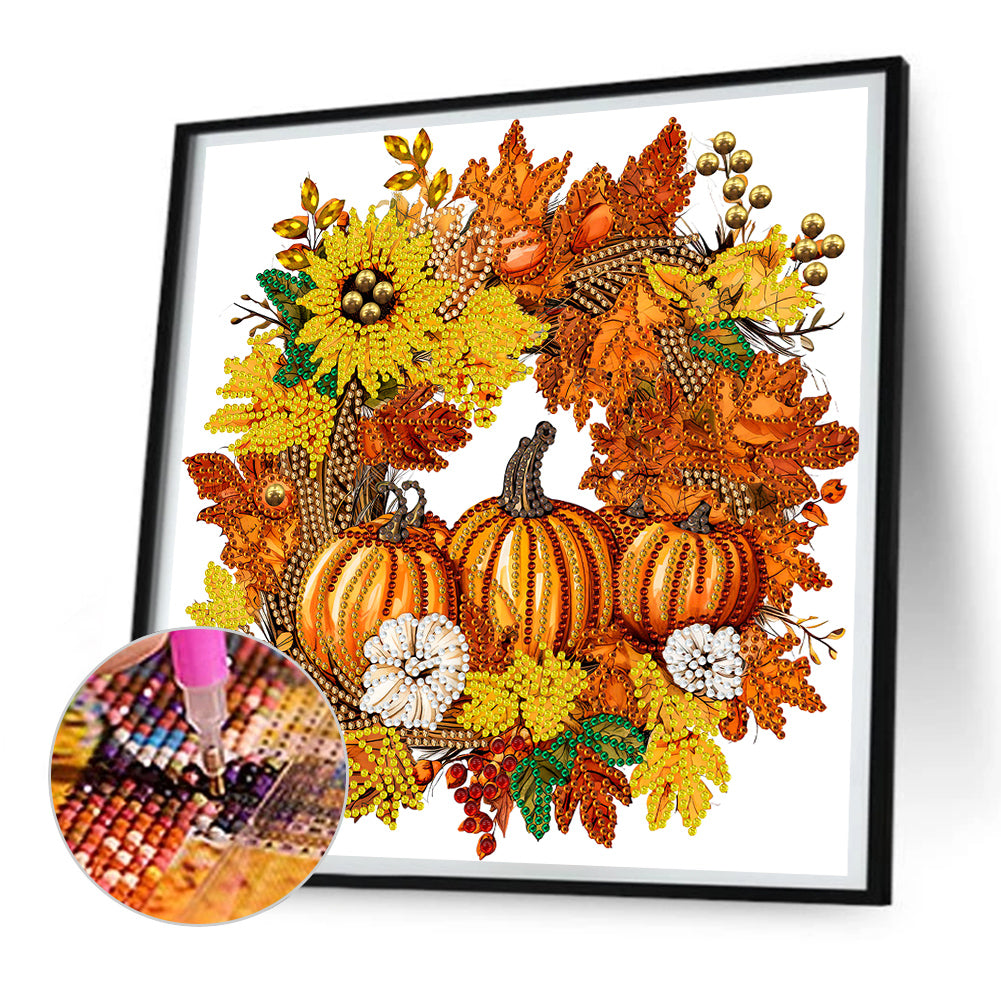 Autumn Pumpkin Garland - Special Shaped Drill Diamond Painting 30*30CM