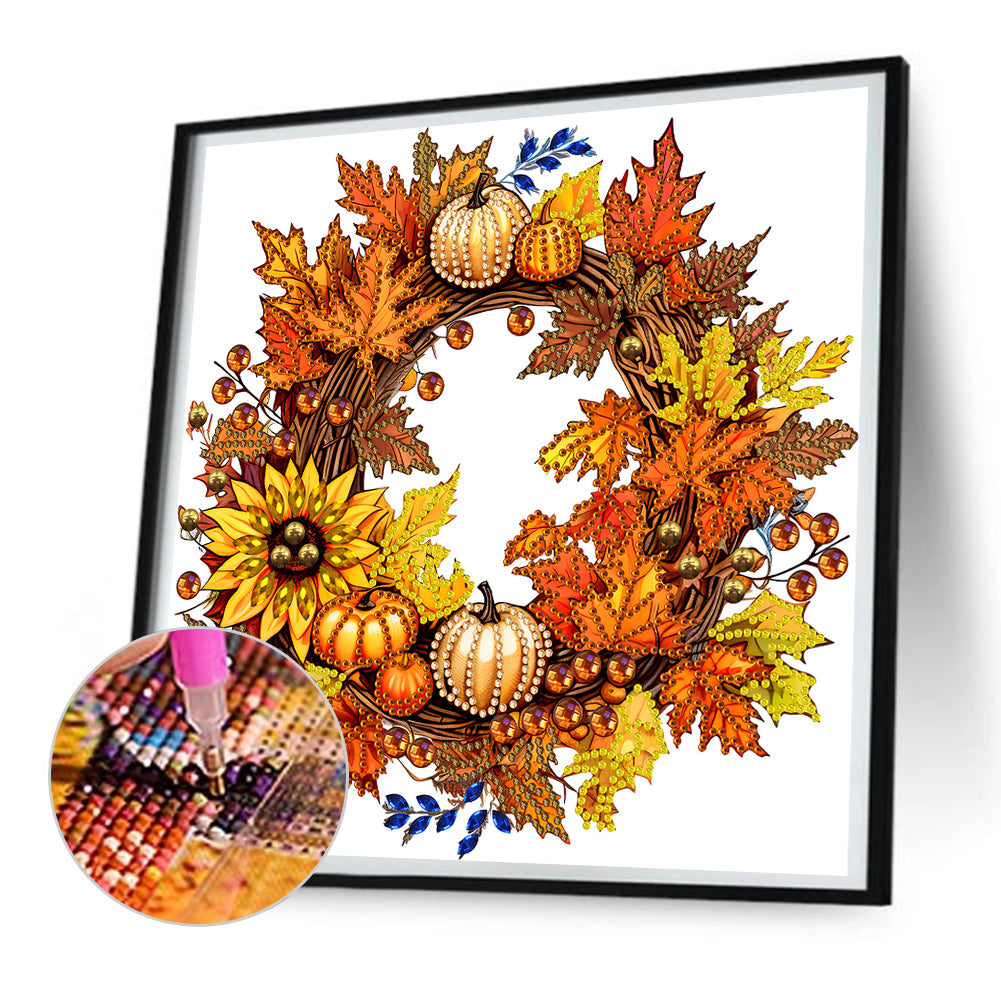 Autumn Pumpkin Garland - Special Shaped Drill Diamond Painting 30*30CM