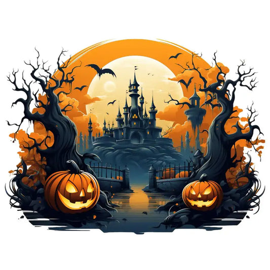 Pumpkin Dark Castle - Full Round Drill Diamond Painting 40*30CM