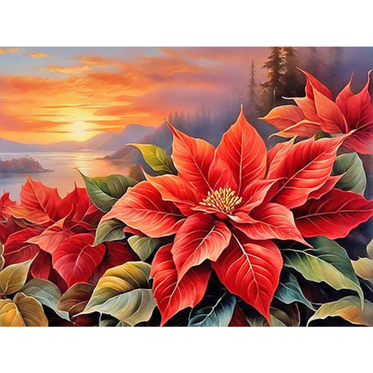 Poinsettia - Full Round Drill Diamond Painting 40*30CM