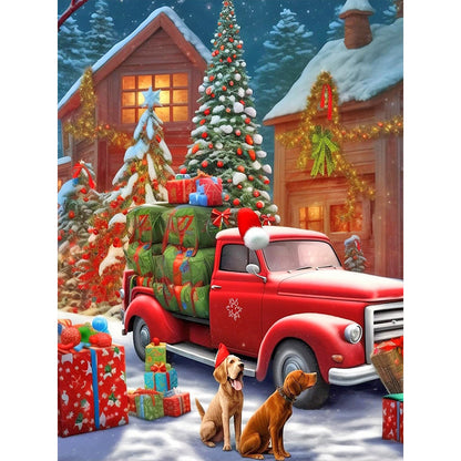 Christmas Car - Full Round Drill Diamond Painting 30*40CM