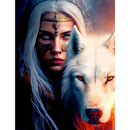 Beauty And The Wolf - Full Square Drill Diamond Painting 30*40CM
