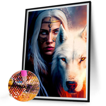 Beauty And The Wolf - Full Square Drill Diamond Painting 30*40CM
