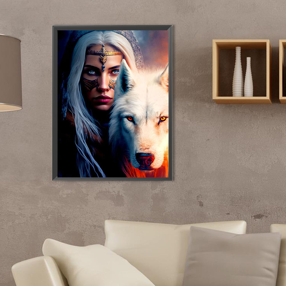 Beauty And The Wolf - Full Square Drill Diamond Painting 30*40CM