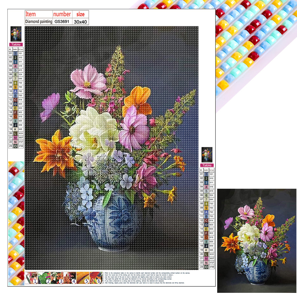 Vase Bouquet - Full Square Drill Diamond Painting 30*40CM