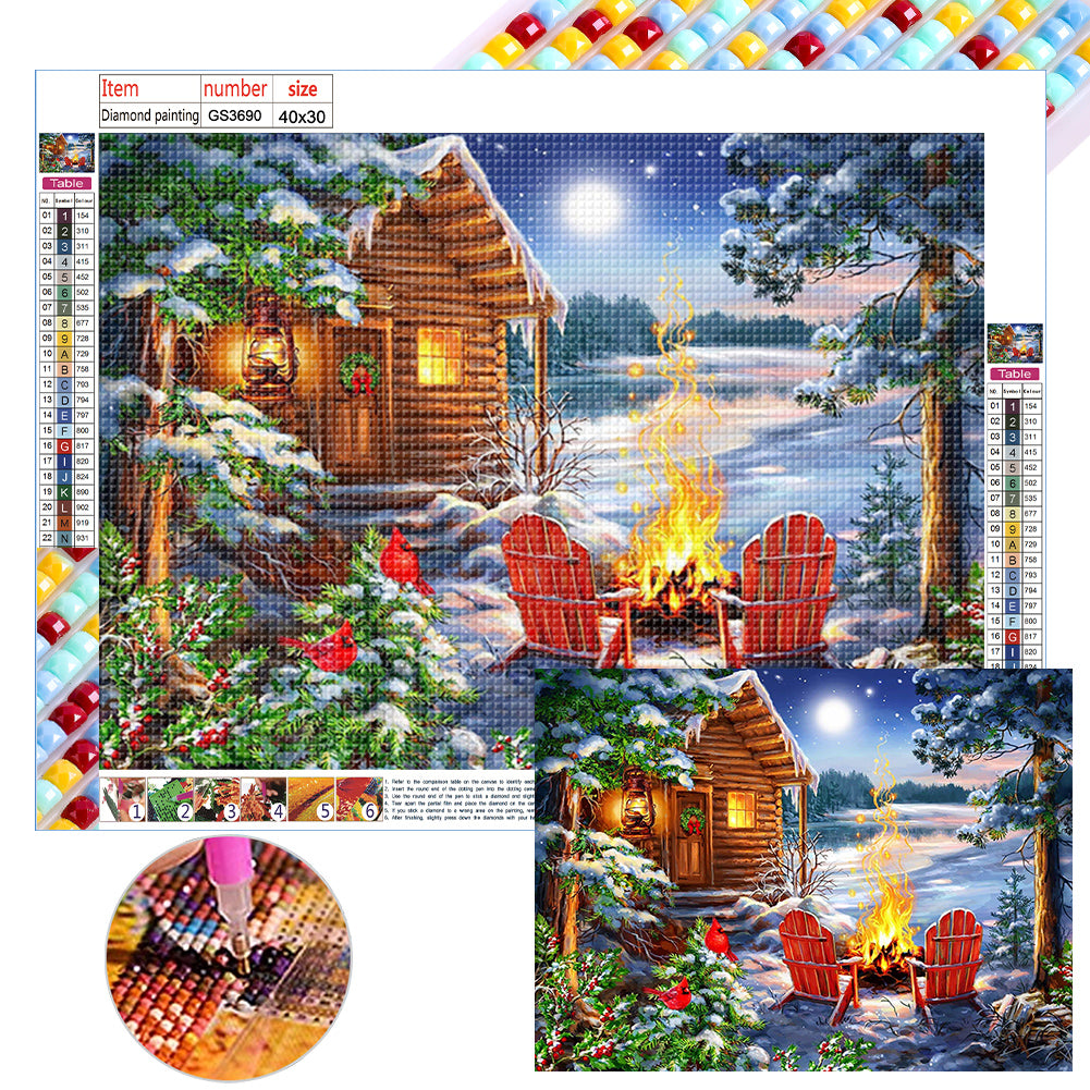 Snow Camping - Full Square Drill Diamond Painting 40*30CM