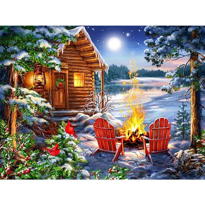 Snow Camping - Full Square Drill Diamond Painting 40*30CM