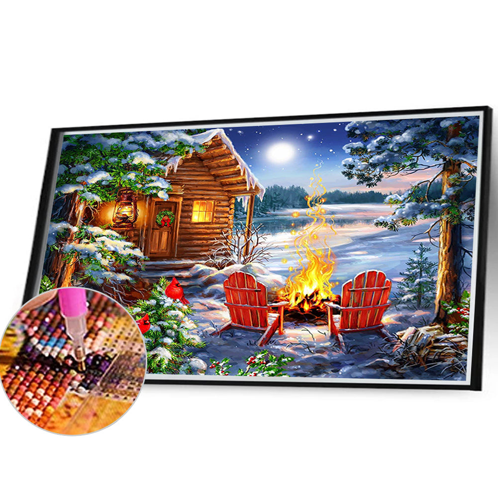 Snow Camping - Full Square Drill Diamond Painting 40*30CM