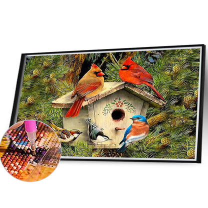 Cardinal Bird House - Full Square Drill Diamond Painting 40*30CM