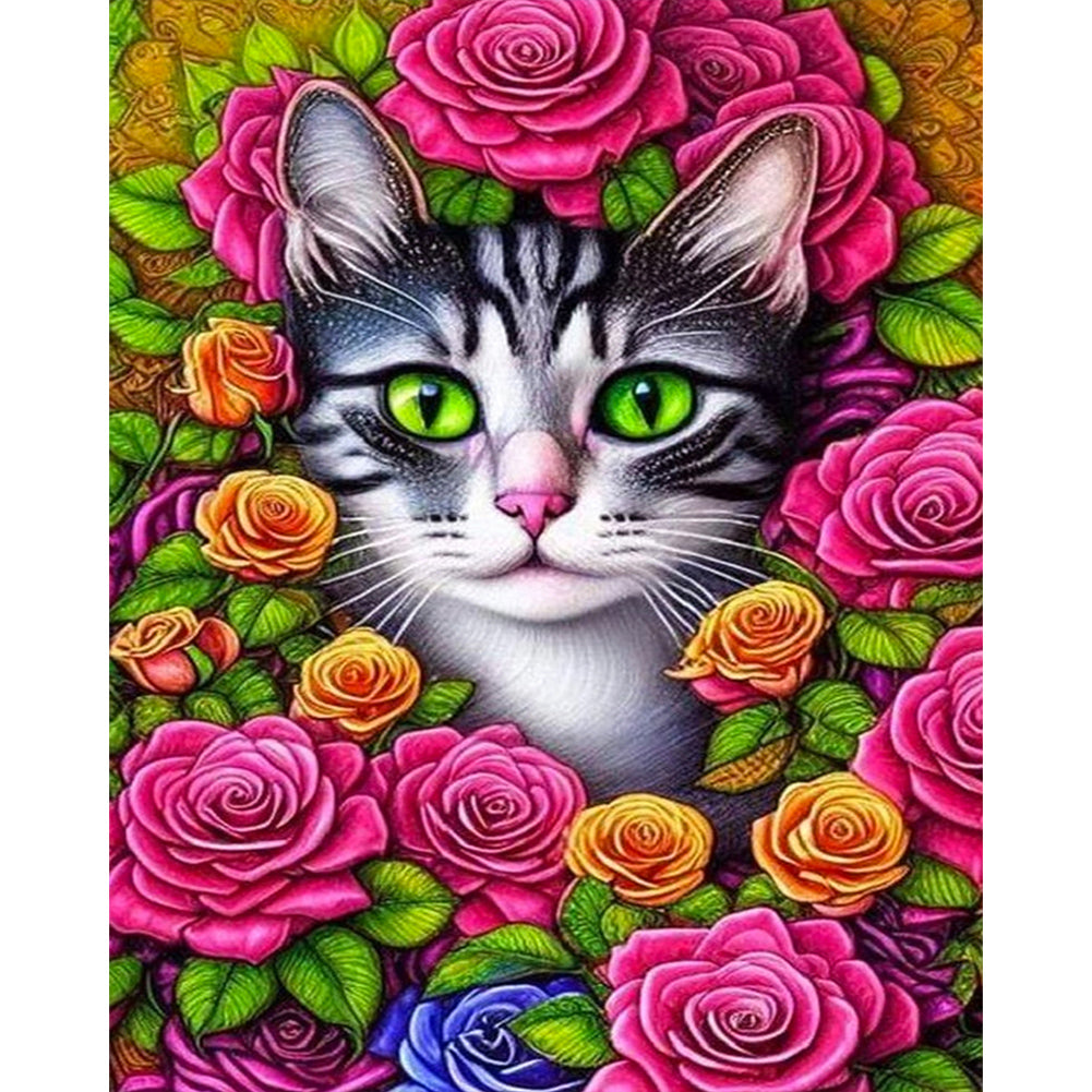 Flower Cat - Full Square Drill Diamond Painting 40*50CM