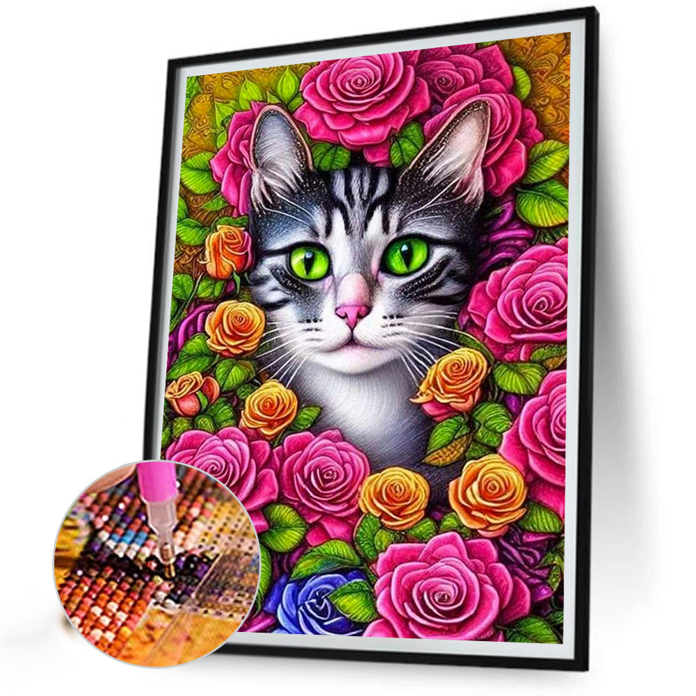 Flower Cat - Full Square Drill Diamond Painting 40*50CM