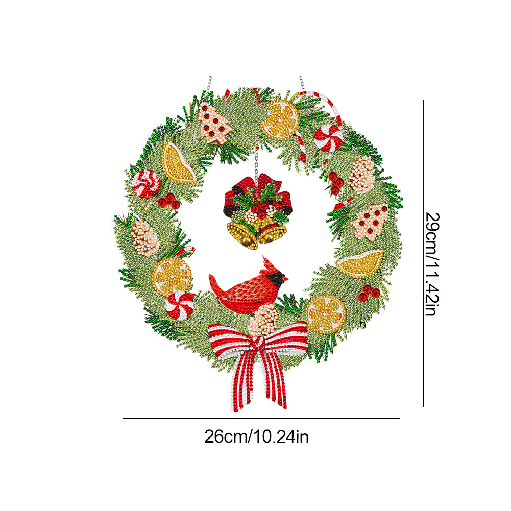Special Shaped Crystal Painting Wreath with LED Light 29x26cm (Xmas Bell)
