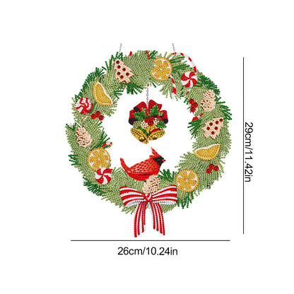 Special Shaped Crystal Painting Wreath with LED Light 29x26cm (Xmas Bell)