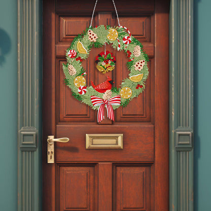 Special Shaped Crystal Painting Wreath with LED Light 29x26cm (Xmas Bell)