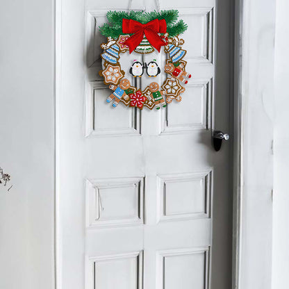 Special Shaped Crystal Painting Wreath with LED Light 29x27cm (Double Penguin)