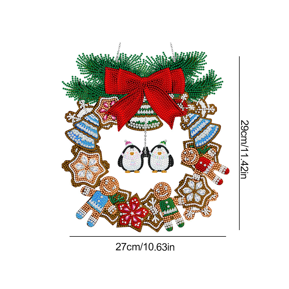 Special Shaped Crystal Painting Wreath with LED Light 29x27cm (Double Penguin)