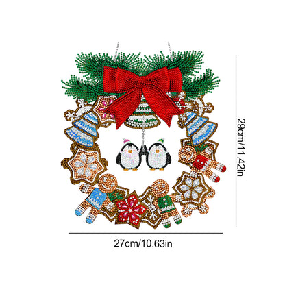 Special Shaped Crystal Painting Wreath with LED Light 29x27cm (Double Penguin)