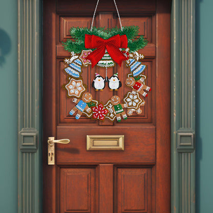 Special Shaped Crystal Painting Wreath with LED Light 29x27cm (Double Penguin)