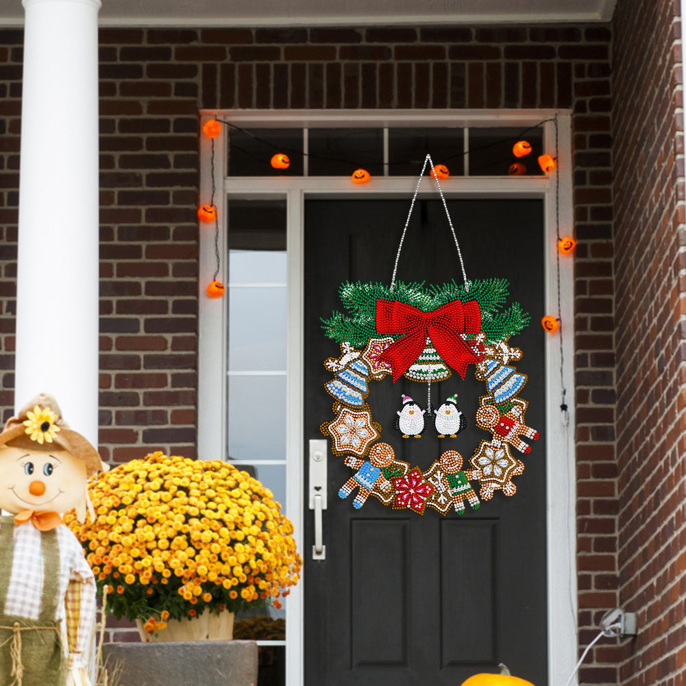 Special Shaped Crystal Painting Wreath with LED Light 29x27cm (Double Penguin)