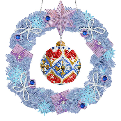 Special Shaped Crystal Painting Wreath with LED Light 29x29cm (Xmas Ball)