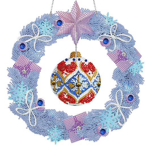 Special Shaped Crystal Painting Wreath with LED Light 29x29cm (Xmas Ball)