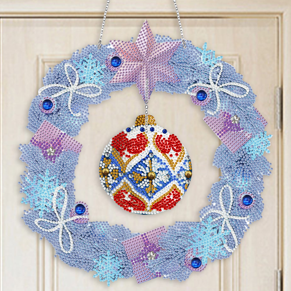 Special Shaped Crystal Painting Wreath with LED Light 29x29cm (Xmas Ball)