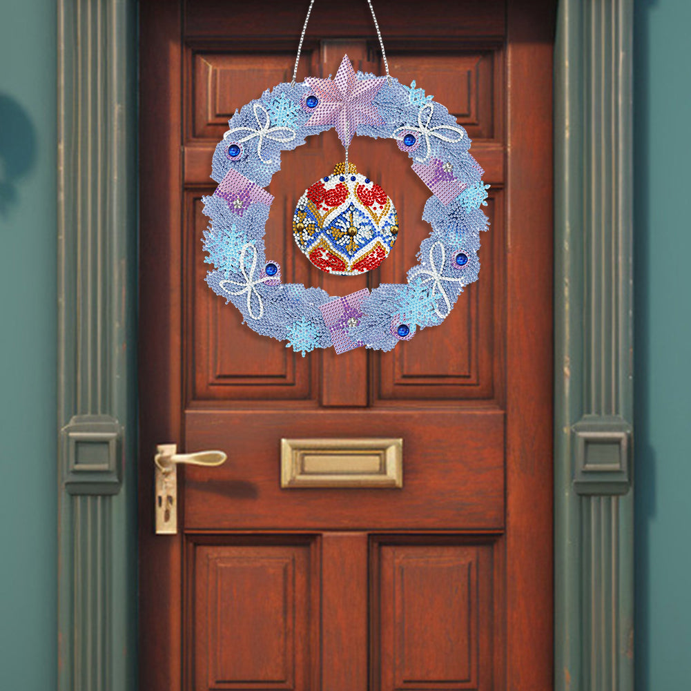 Special Shaped Crystal Painting Wreath with LED Light 29x29cm (Xmas Ball)
