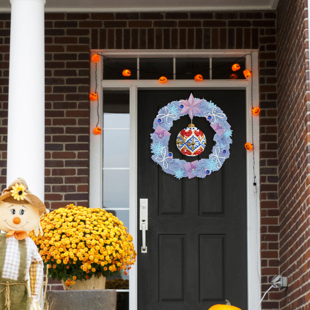 Special Shaped Crystal Painting Wreath with LED Light 29x29cm (Xmas Ball)