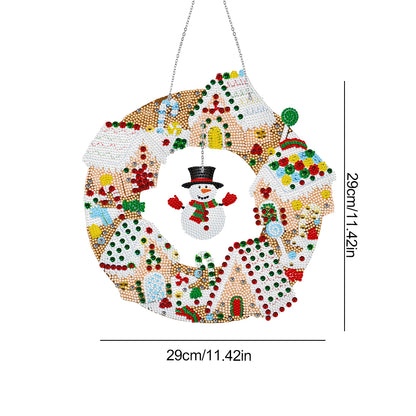 Special Shaped Crystal Painting Wreath with LED Light 29x29cm (Xmas Snowman)