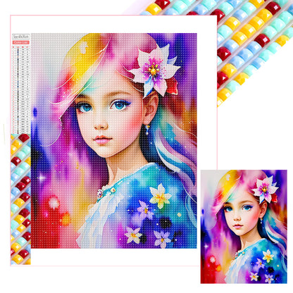 Watercolor Little Girl - Full Square Drill Diamond Painting 30*40CM