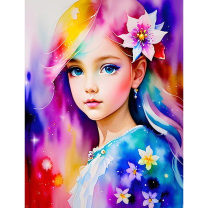 Watercolor Little Girl - Full Square Drill Diamond Painting 30*40CM