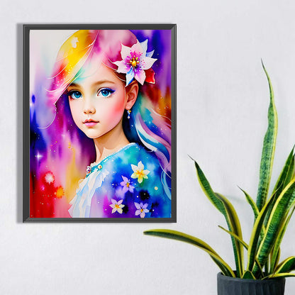 Watercolor Little Girl - Full Square Drill Diamond Painting 30*40CM