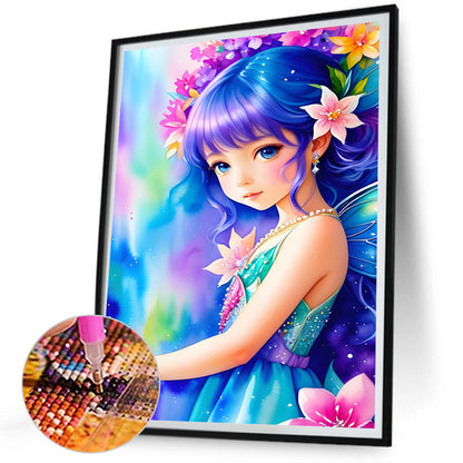 Watercolor Little Girl - Full Square Drill Diamond Painting 30*40CM