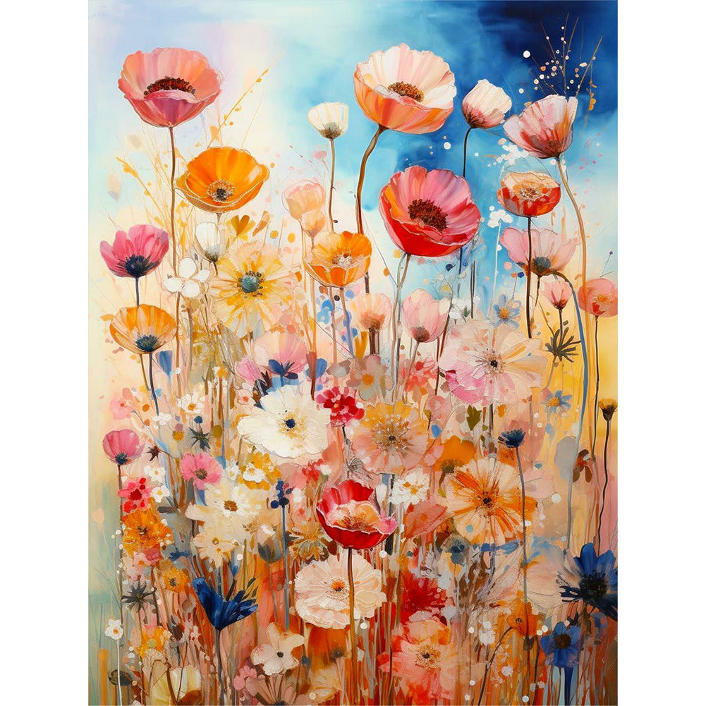 Poppy Bush - Full Round Drill Diamond Painting 30*40CM