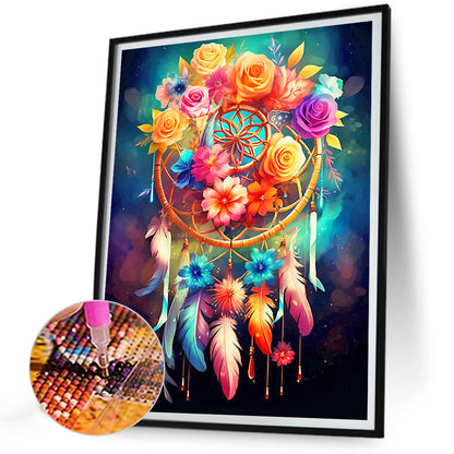 Rose Dream Catcher - Full Round Drill Diamond Painting 30*40CM
