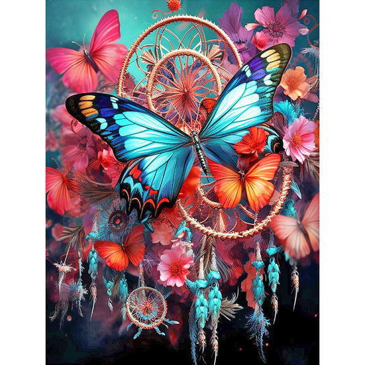 Butterfly Dream Catcher - Full Round Drill Diamond Painting 30*40CM