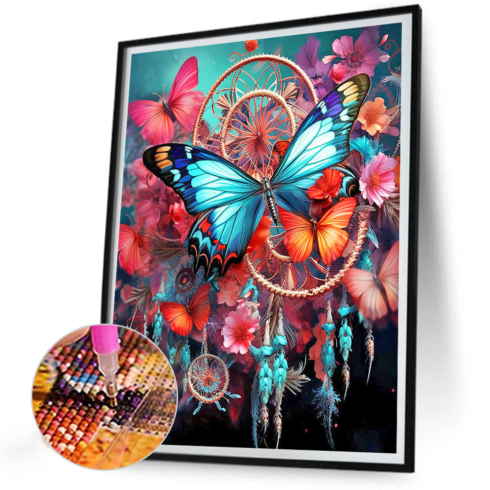 Butterfly Dream Catcher - Full Round Drill Diamond Painting 30*40CM