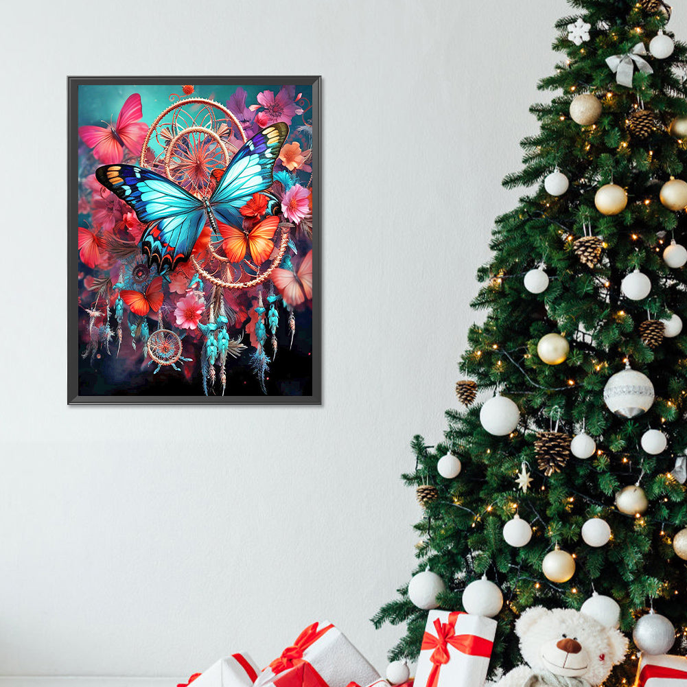 Butterfly Dream Catcher - Full Round Drill Diamond Painting 30*40CM