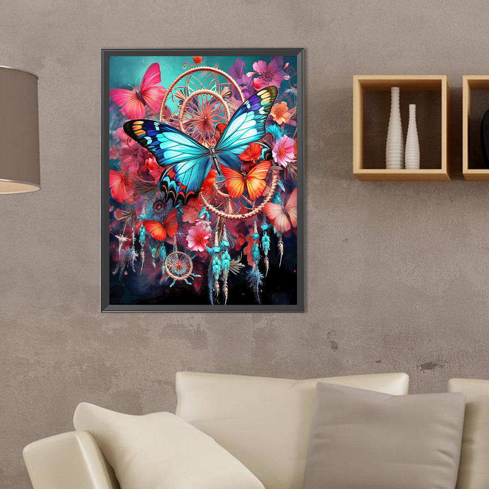 Butterfly Dream Catcher - Full Round Drill Diamond Painting 30*40CM