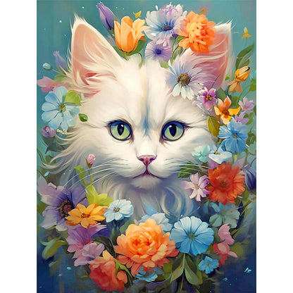 White Cat - Full Round Drill Diamond Painting 30*40CM