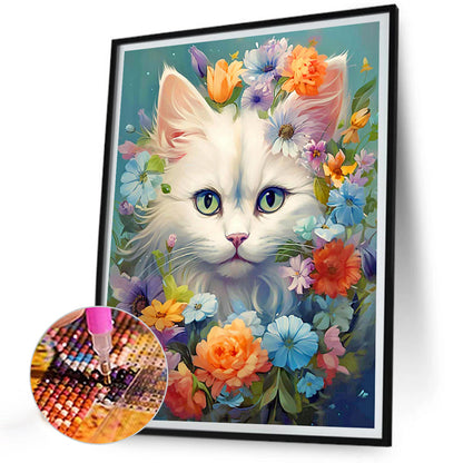 White Cat - Full Round Drill Diamond Painting 30*40CM