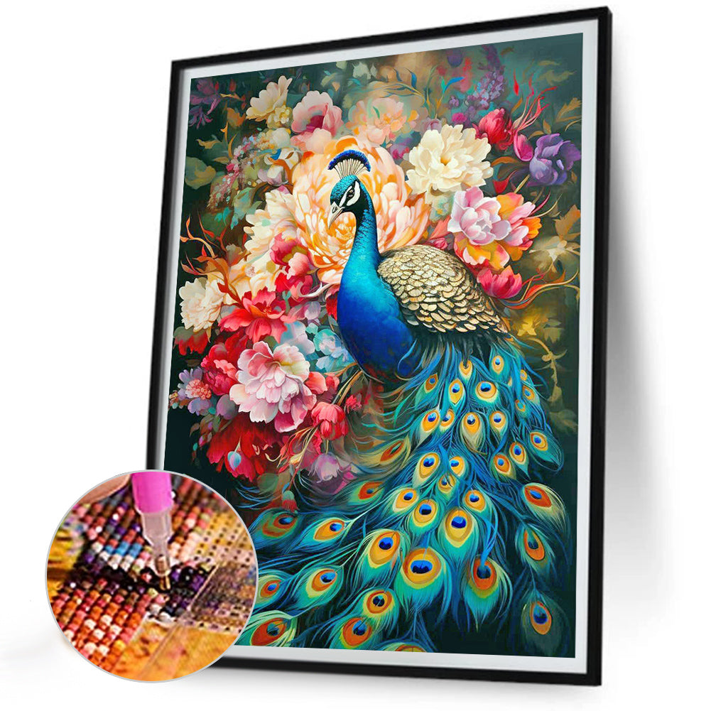 Peacock - Full Round Drill Diamond Painting 30*40CM