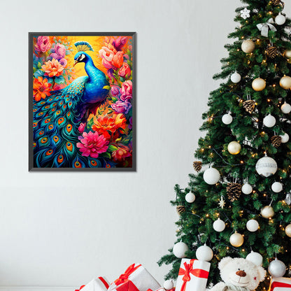 Flower Peacock - Full Round Drill Diamond Painting 30*40CM