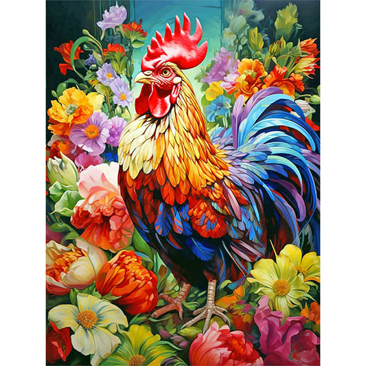 Flower Rooster - Full Round Drill Diamond Painting 30*40CM