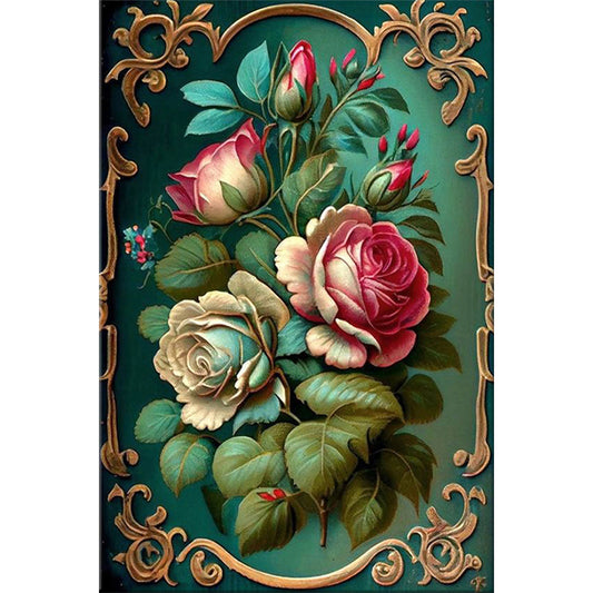 Vintage Rose Flower - Full Round Drill Diamond Painting 40*60CM