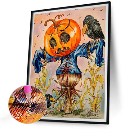 Pumpkin Scarecrow - Full Round Drill Diamond Painting 30*40CM