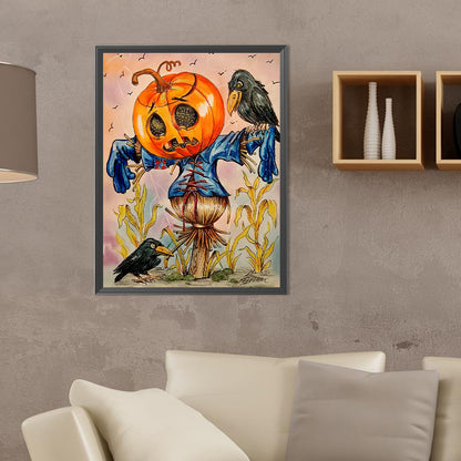 Pumpkin Scarecrow - Full Round Drill Diamond Painting 30*40CM