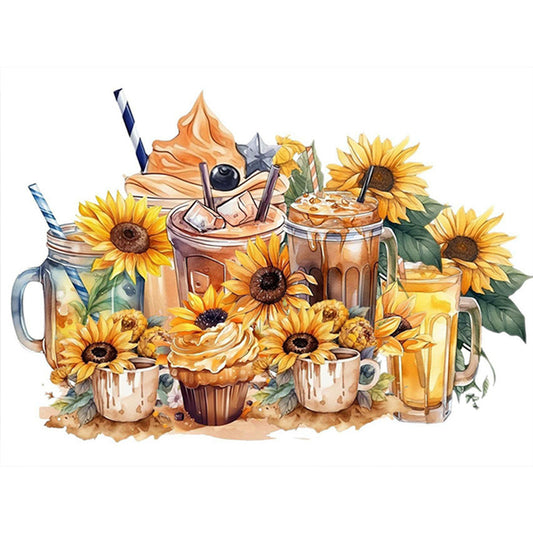 Sunflower Drink - Full Round Drill Diamond Painting 40*30CM