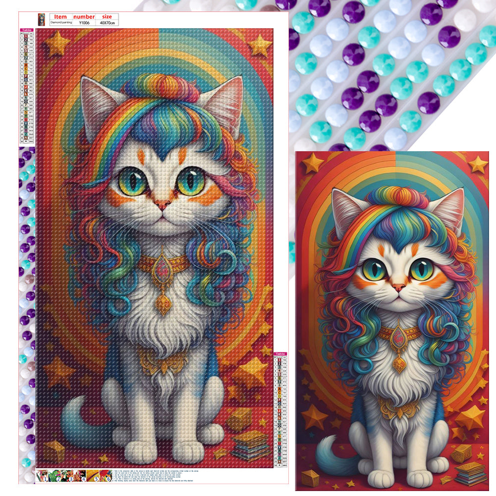 Rainbow Cat - Full Round Drill Diamond Painting 40*70CM