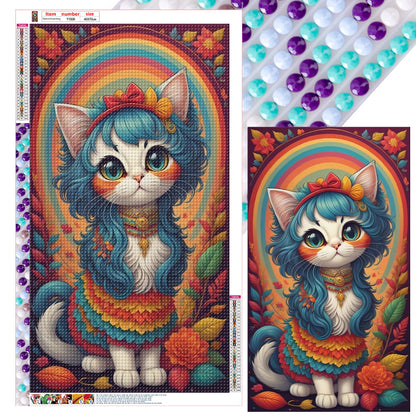 Rainbow Cat - Full Round Drill Diamond Painting 40*70CM